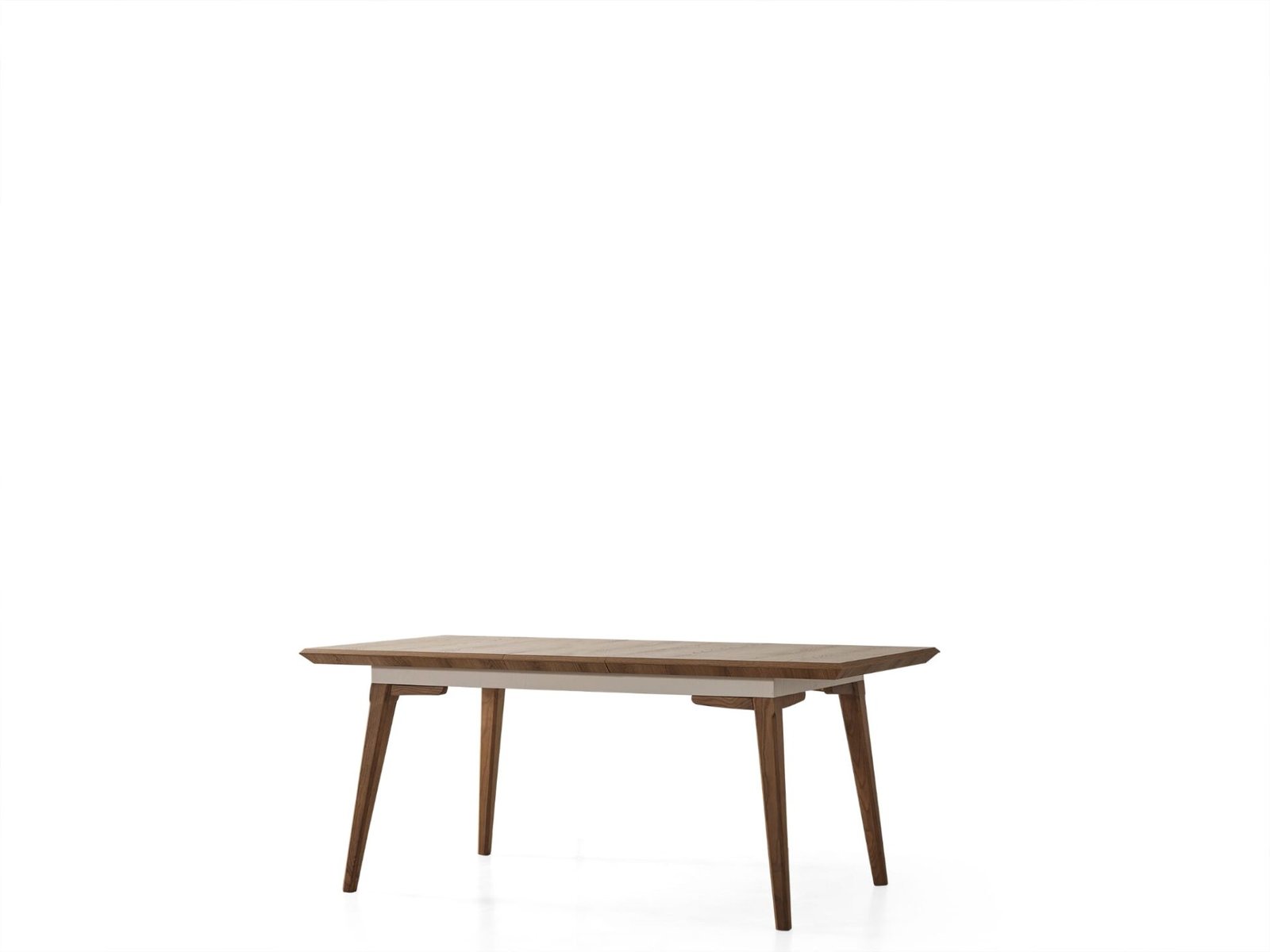 Modern Soft Yemek Masası, doğal ahşap tabla, zarif beyaz ayaklar ve minimalist tasarım - Odasen
