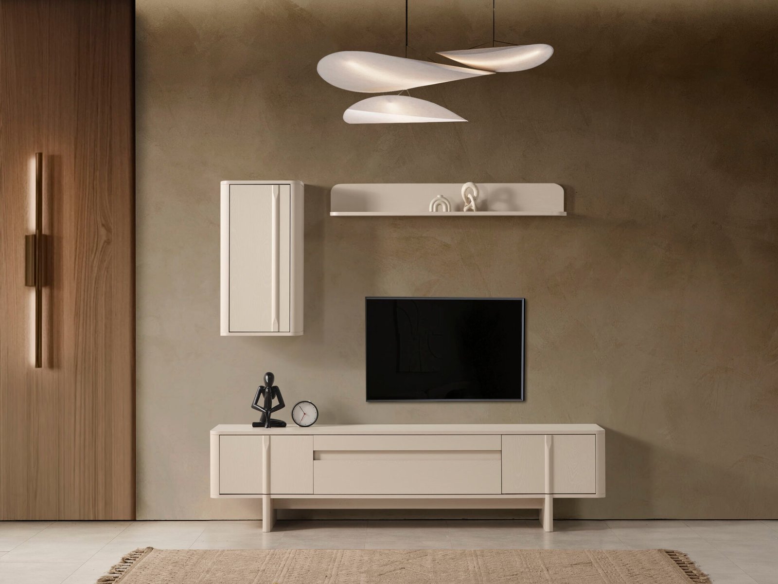 Odasen Modern TV Ünitesi - Salon için minimalist tasarımlı, duvara monte raf ve konsol içeren şık televizyon ünitesi.
