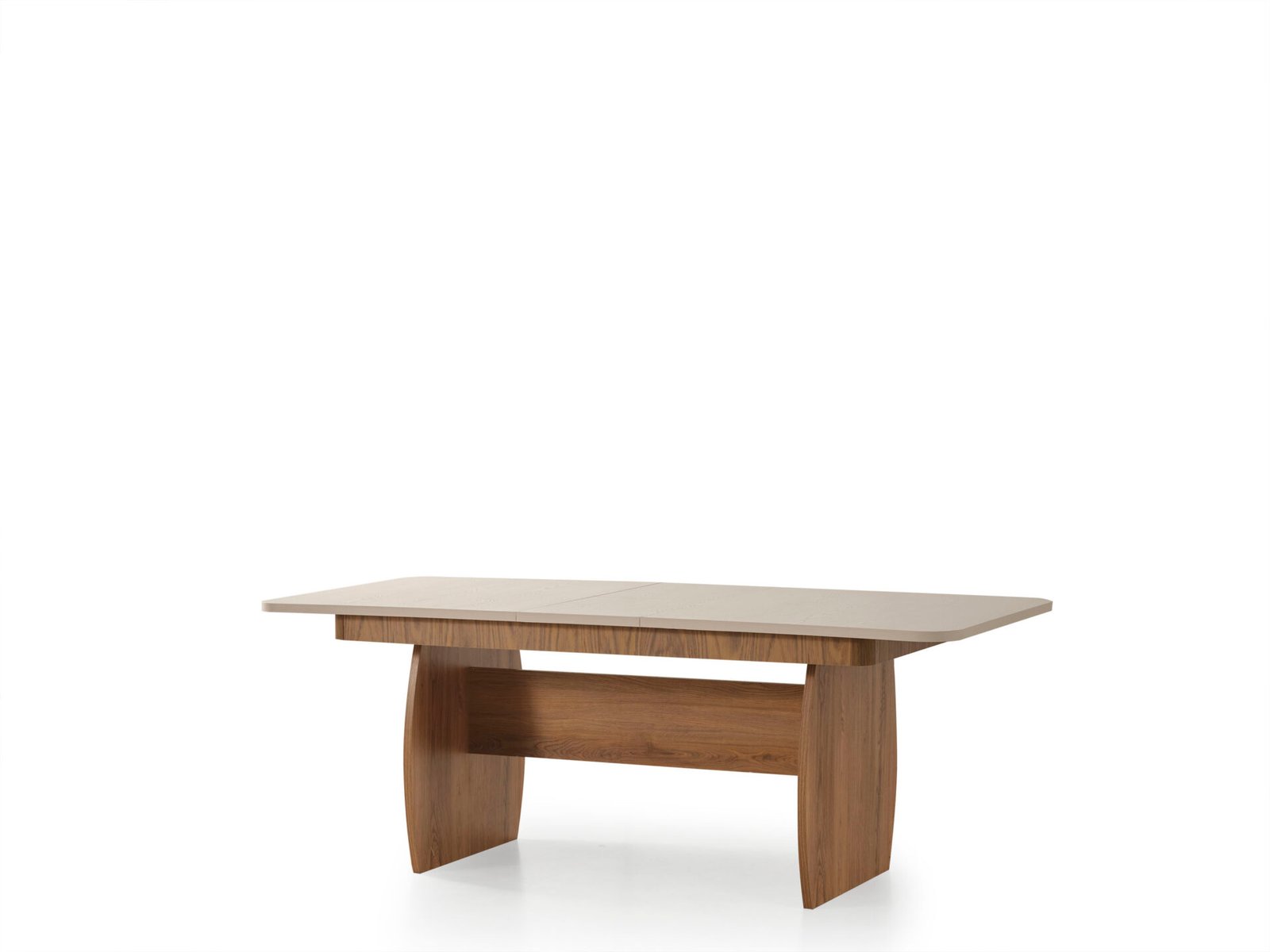 Eylül Yemek Odası Yemek Masası açık hali, doğal ahşap tabla, geniş davetler için ideal ve minimalist tasarım - Odasen