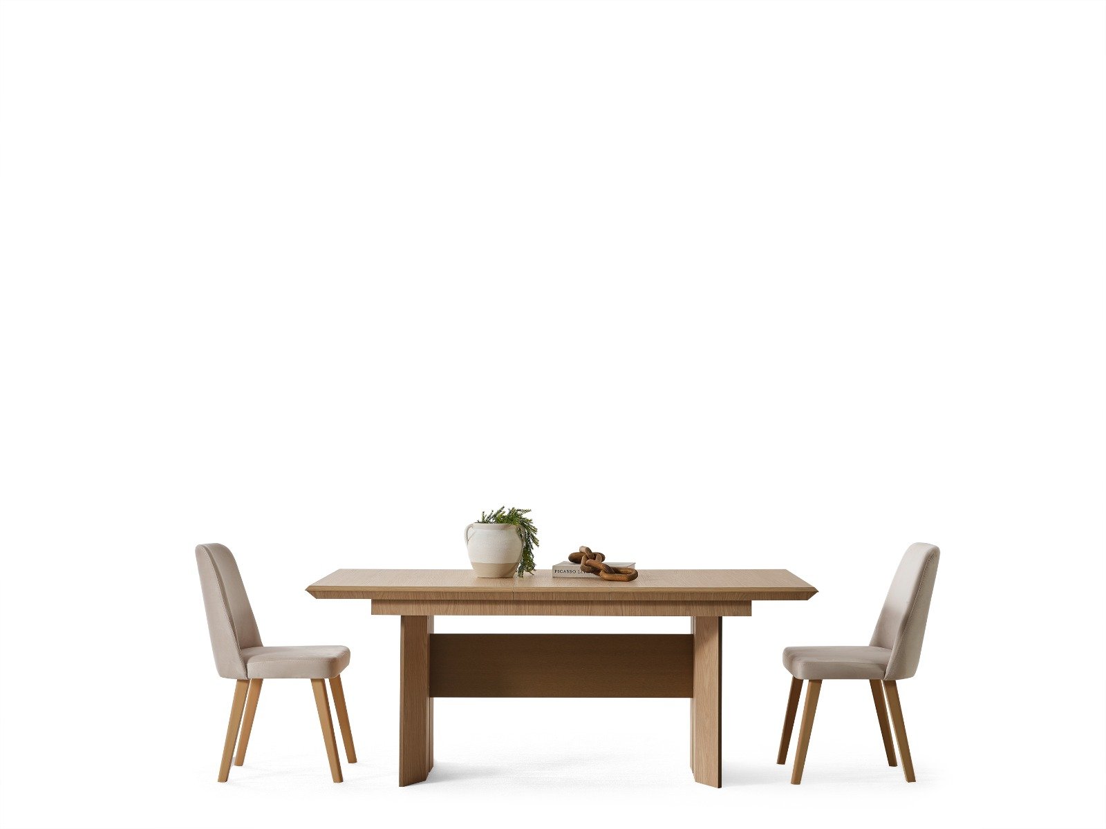 Rota Yemek Odası Yemek Masası, doğal ahşap tabla, konforlu sandalyeler ve minimalist tasarım yemek alanı - Odasen